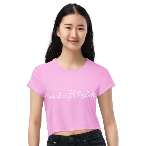 Live Laugh Lesbian LGBT Pride Cropped Tee T-Shirt - Picture 11 of 14